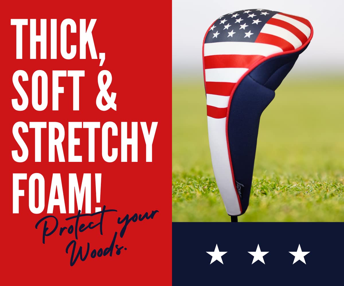 Usa Patriot Golf Zipper Head Covers 3 Fairway Wood Headcover Neoprene Style Patriotic