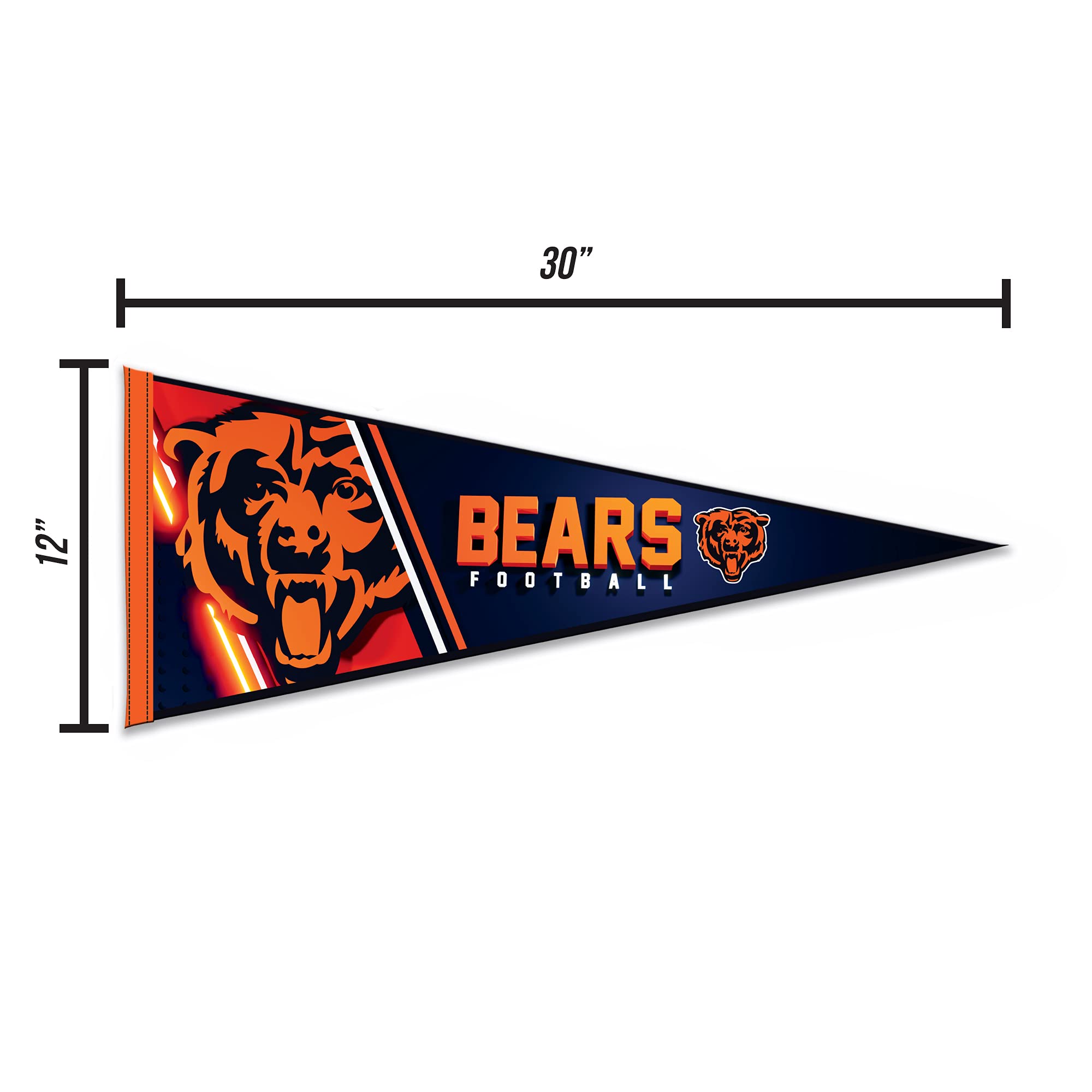 Rico Industries Nfl Football Chicago Bears Primary 12'' X 30'' Felt Wall D  Cor Pennant - Great For Home/Bed Room/Man Cave D  Co