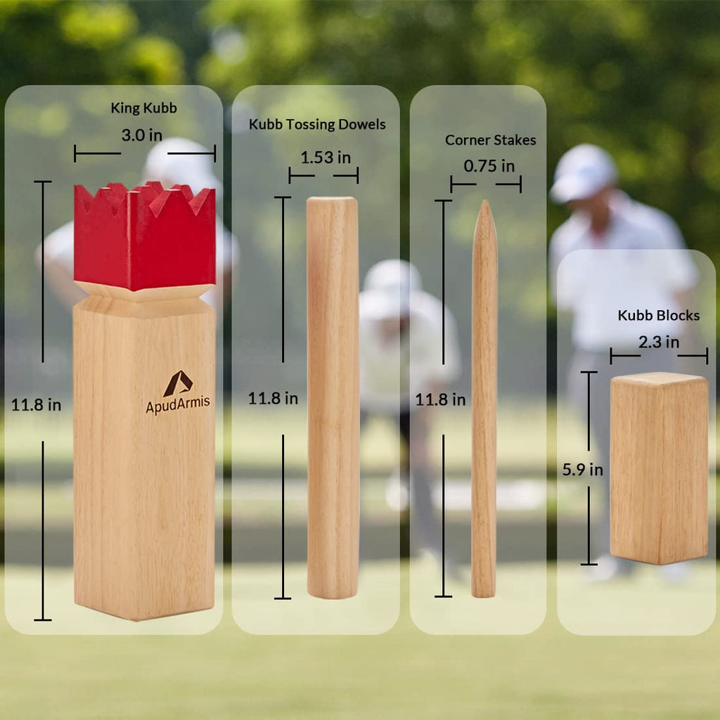 Apudarmis Kubb , Viking Chess Outdoor Clash Toss Yard Game With Carrying Case - Rubber Wooden Backyard Lawn Games Set For Teenag