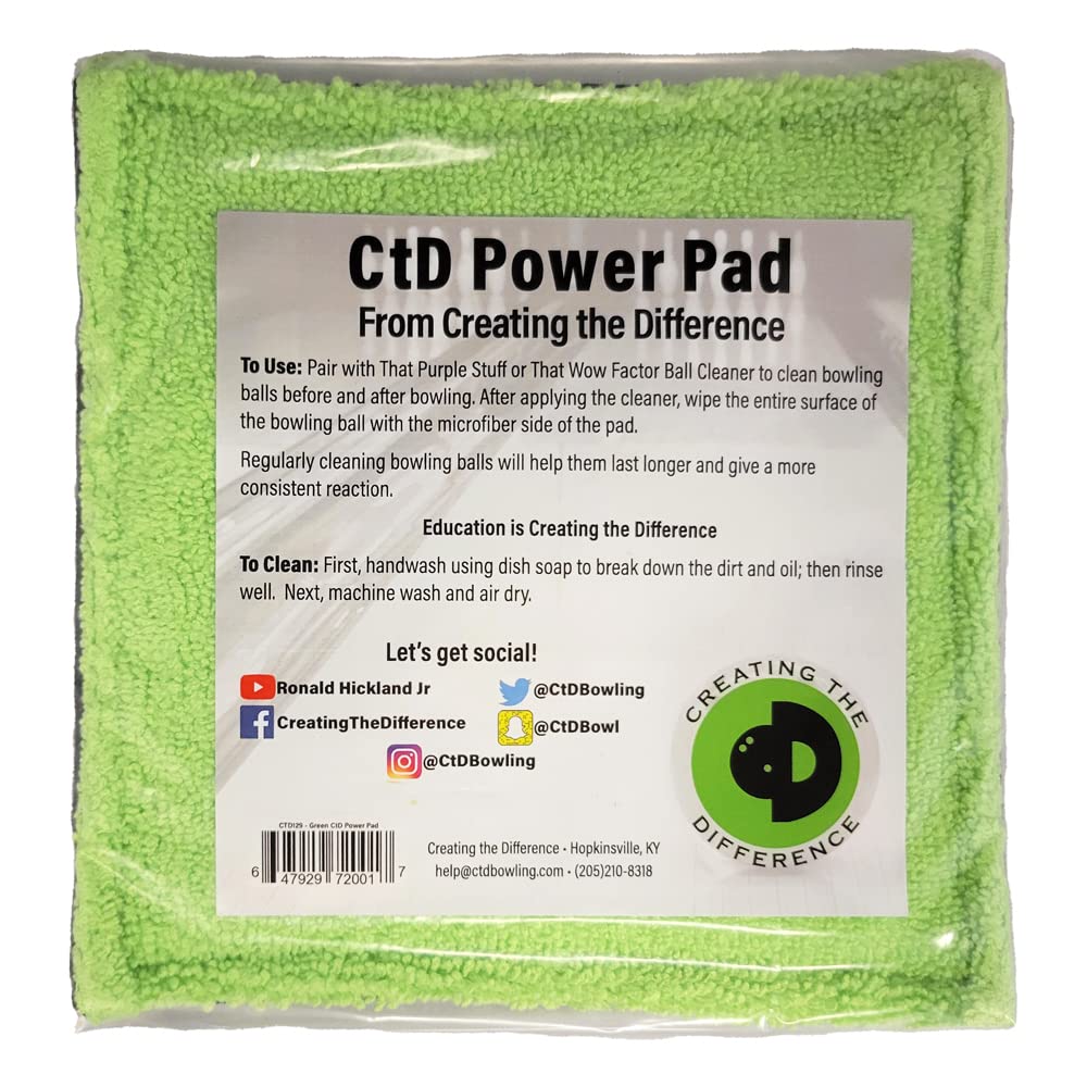 Ctd Power Pad  Microfiber Bowling Ball Cleaning Towel  Bowling Ball Cleaner  Removes Dirt & Oil  Bowling Supplies & Accessories
