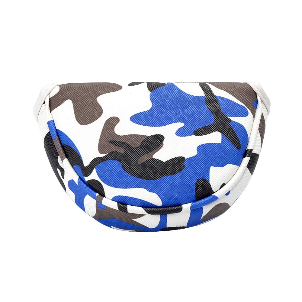 Gooaction Camo Blue Golf Small Mallet Putter Head Cover Magnetic Closure Camouflage Print Synthetic Leather Mini Putters Club He
