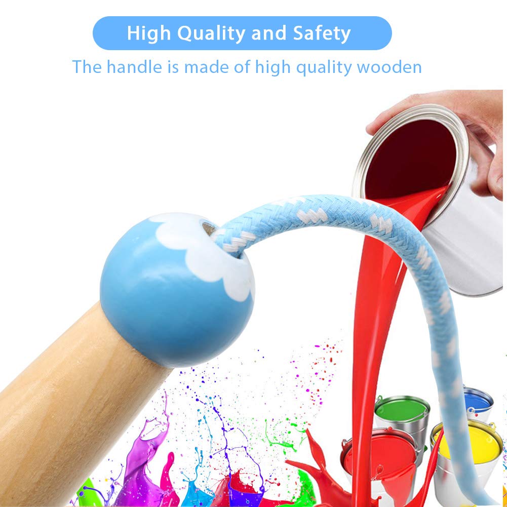 Jump Rope Kids, 7Ft Adjustable Cotton Skipping Rope With Wooden Handle For Boys And Girls Fitness Outdoor Exercise(Blue)