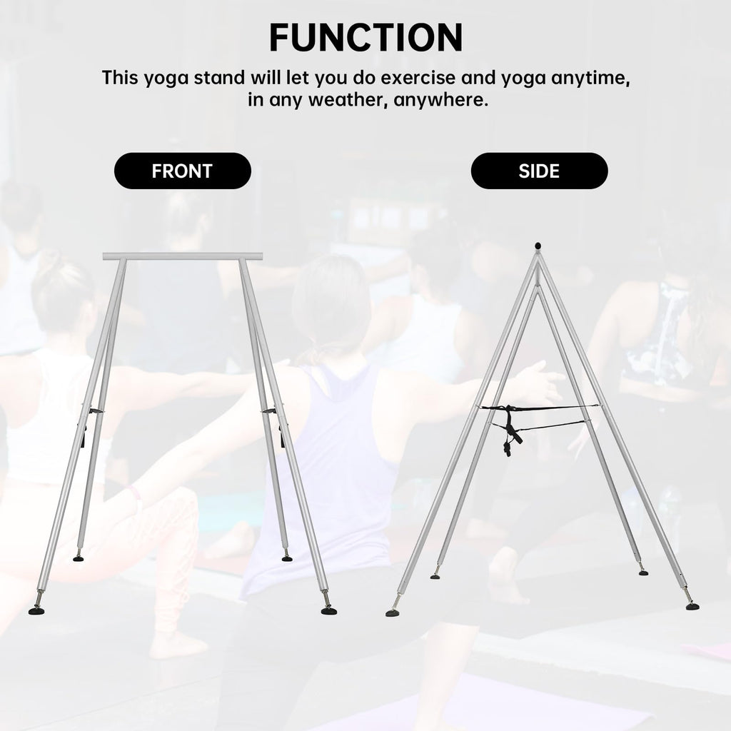 Hecasa Yoga Stand For Indoor And Outdoor, 9.6 Ft/115.3 Inch Adjustable Height Aerial Yoga Frame & Yoga Hammock, Ankle Lock, Adju