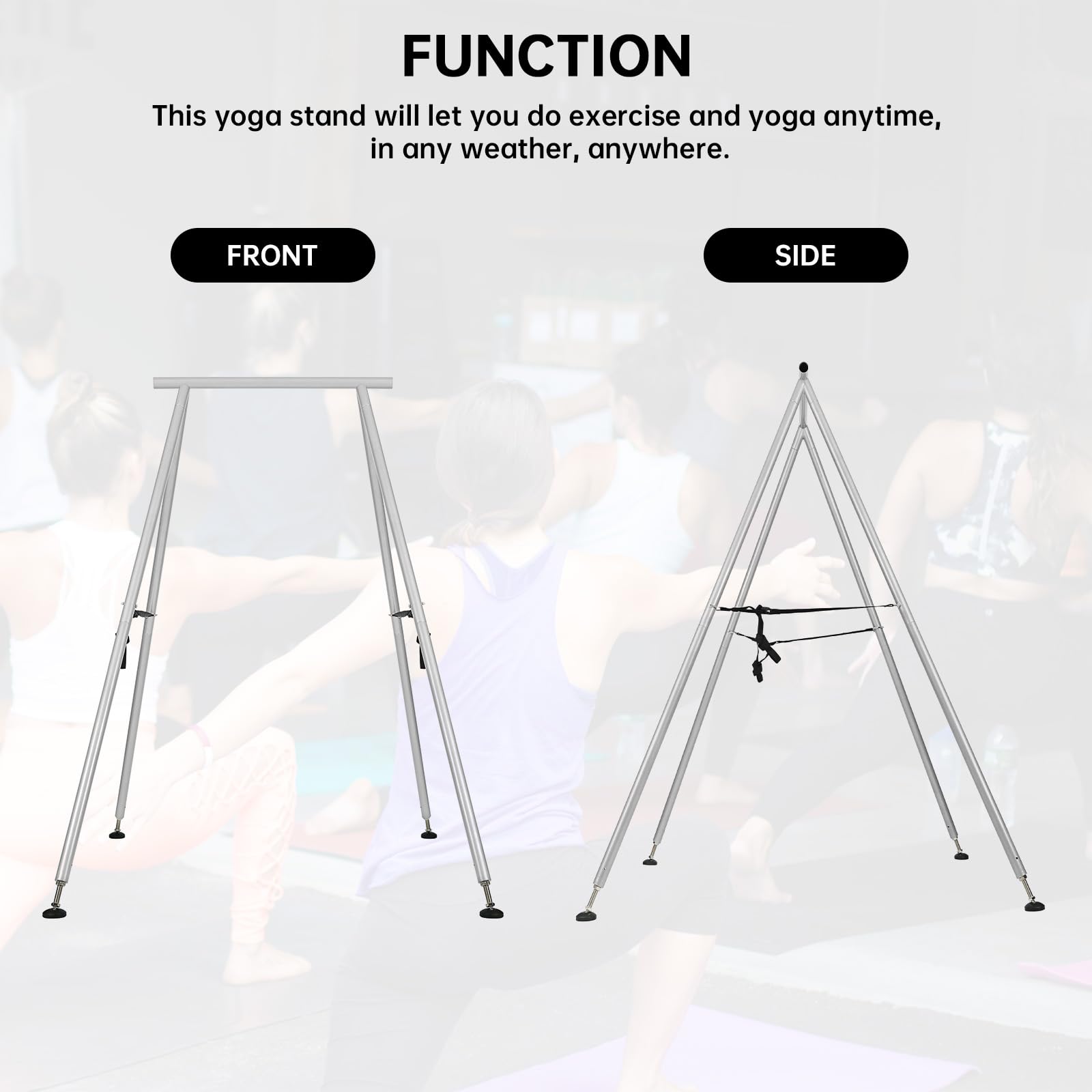 Hecasa Yoga Stand For Indoor And Outdoor, 9.6 Ft/115.3 Inch Adjustable Height Aerial Yoga Frame & Yoga Hammock, Ankle Lock, Adju