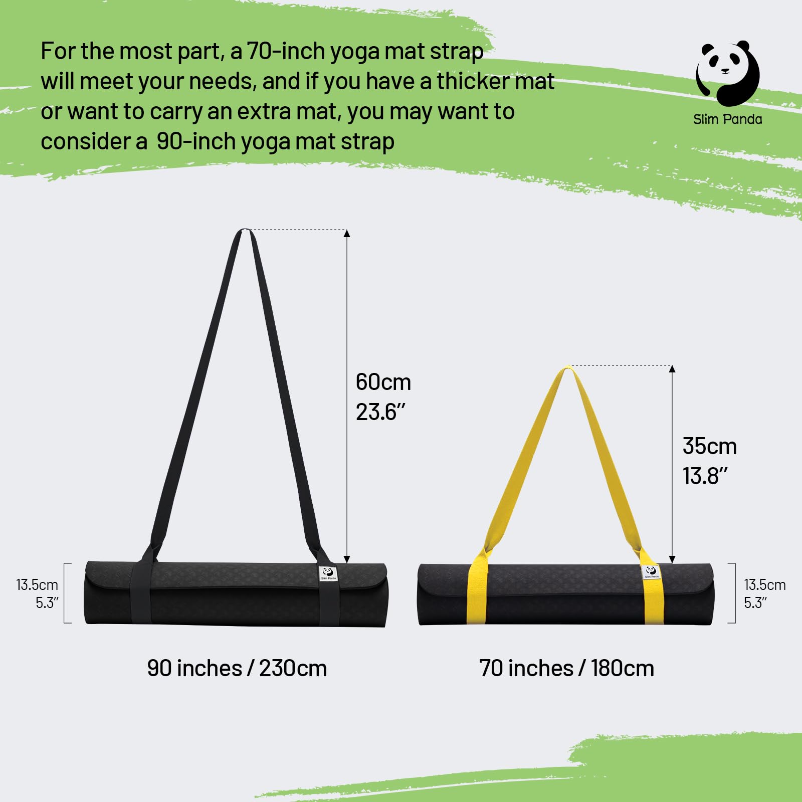 Slim Panda Yoga Mat Straps For Carrying, Adjustable Yoga Mat Carrier, Yoga Mat Sling(Yoga Mat Not Included) (Yellow)