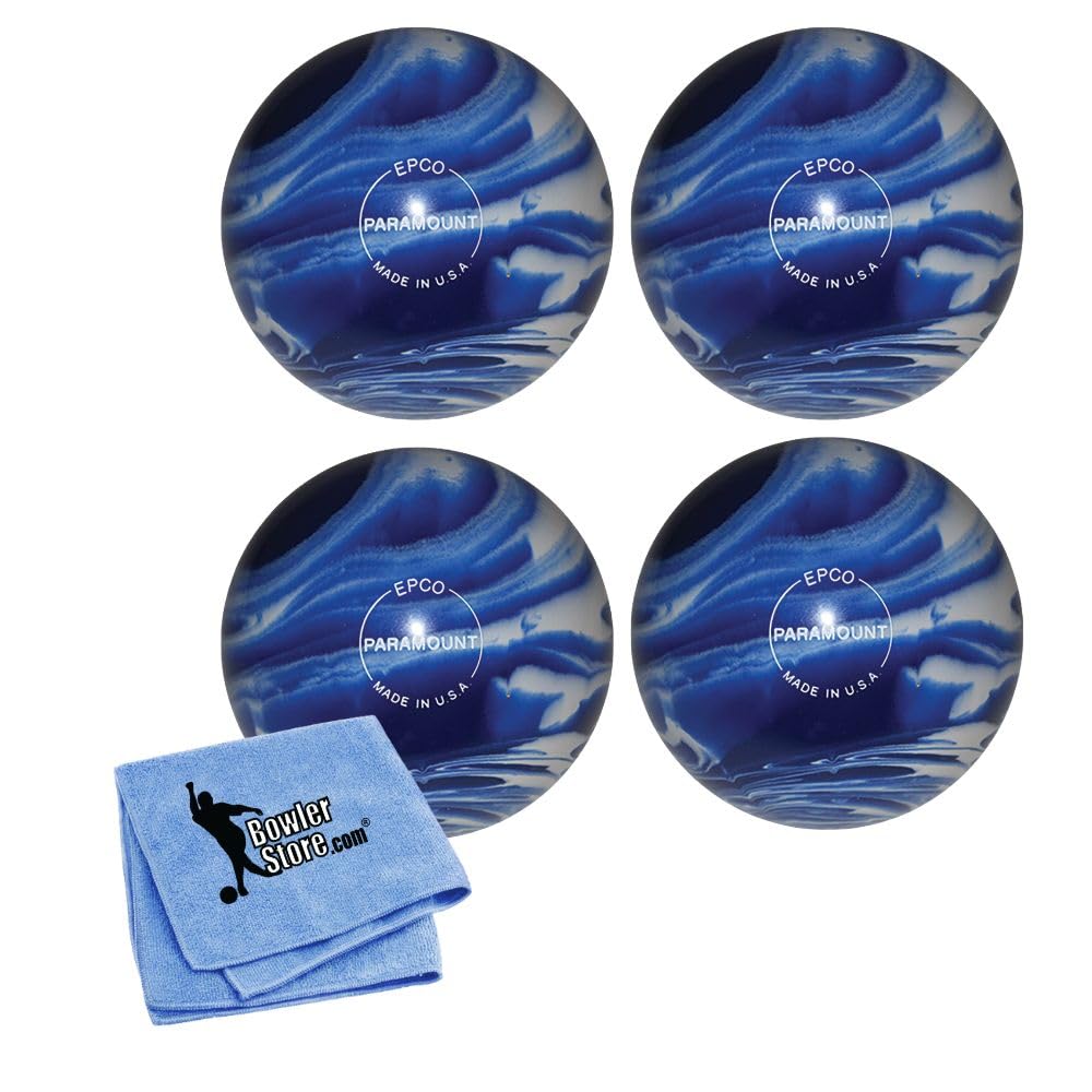 Bowlerstore Products EPCO Paramount Marbleized Candlepin Bowling Ball (Blue & White, 4.5 inch, 2.6 lbs.) 4 Balls