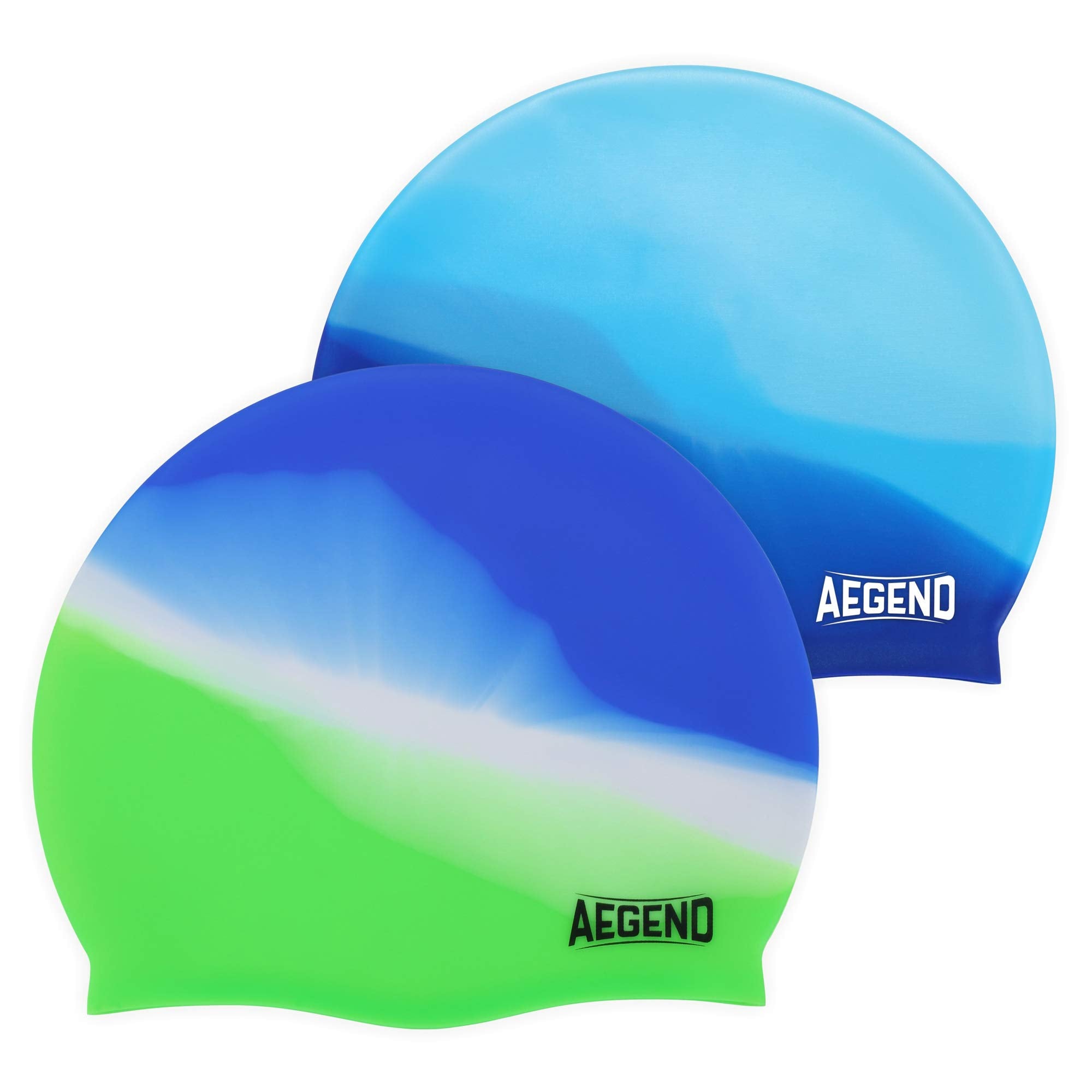 Aegend 2 Pack Kids Swim Cap For Girls Boys Age 8-15, Waterproof Swim Cap Kids Durable Silicone Kids Swimming Cap For Boys Girls