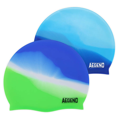 Aegend 2 Pack Kids Swim Cap For Girls Boys Age 8-15, Waterproof Swim Cap Kids Durable Silicone Kids Swimming Cap For Boys Girls
