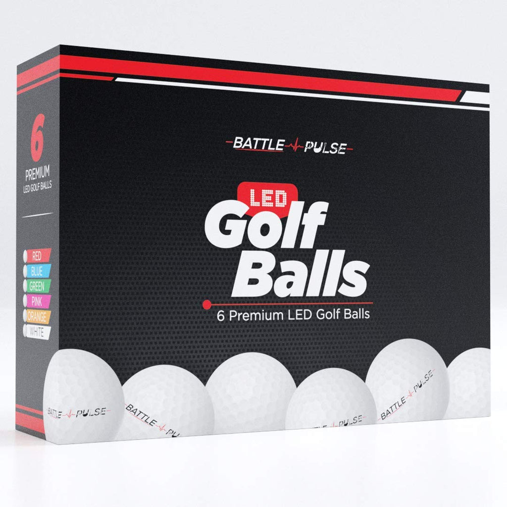 Battlepulse 300-Hr Lighting Time Glow In The Dark Golf Balls With Mesh Bag  Water Resistant Glow Golf Balls  6 Pc Light Up Golf