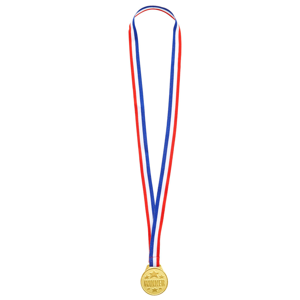 Juvale 12 Pack Gold Winning Participation Medal Awards For Contests With Neck Ribbon For Sports, Competitions, Tournaments, Spel