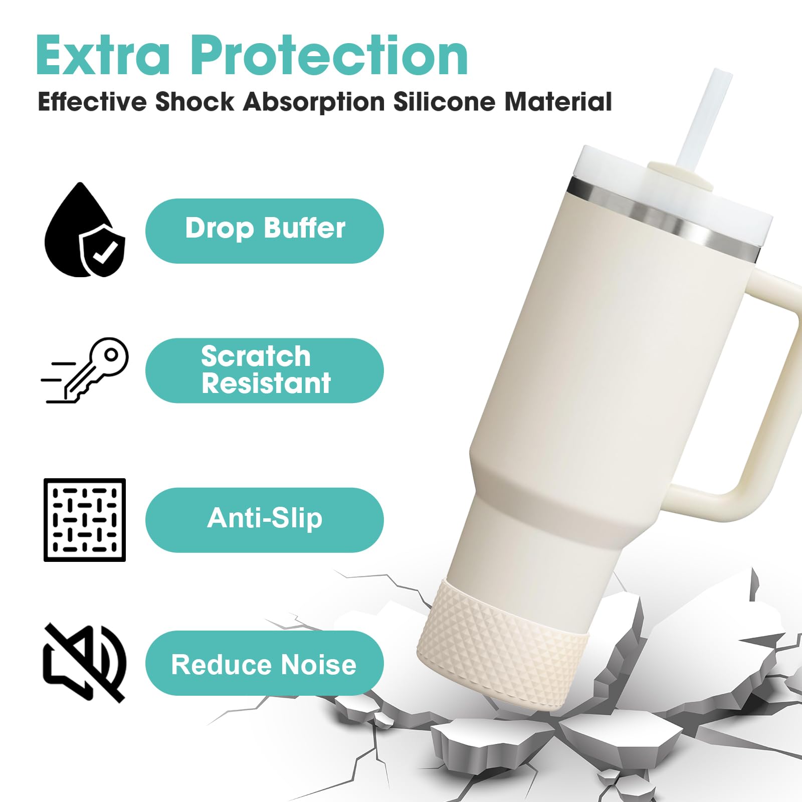 Airboat Upgrade 2PCS Protective Silicone Boot Bumper for Stanley Quencher Adventure 40oz 30oz 20oz Tumbler, Water Bottle Bottom