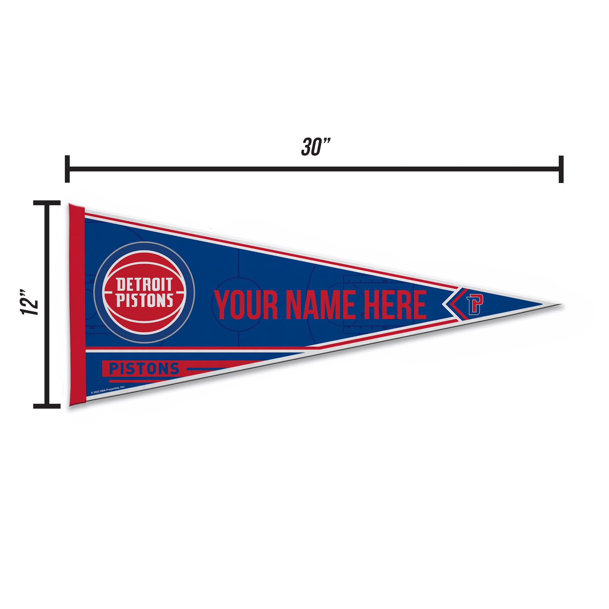 Rico Industries Nba Basketball Detroit Pistons Personalized - Custom 12'' X 30'' Soft Felt Pennant - Ez To Hang