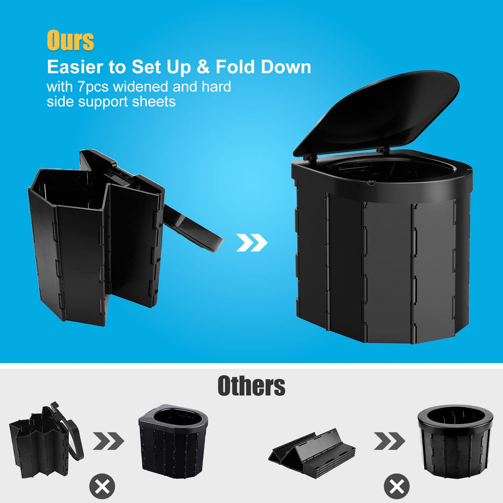 Portable Camping Toilet, Folding Toilet For Adults With Lid And Retractable Toilet Paper Holder,Waterproof Porta Potty With Carr