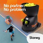 Staneg Pro Tennis Ball Machine - Battery-Powered Portable Launcher With Remote Control | 9 Training Programs | Adjustable Spin &