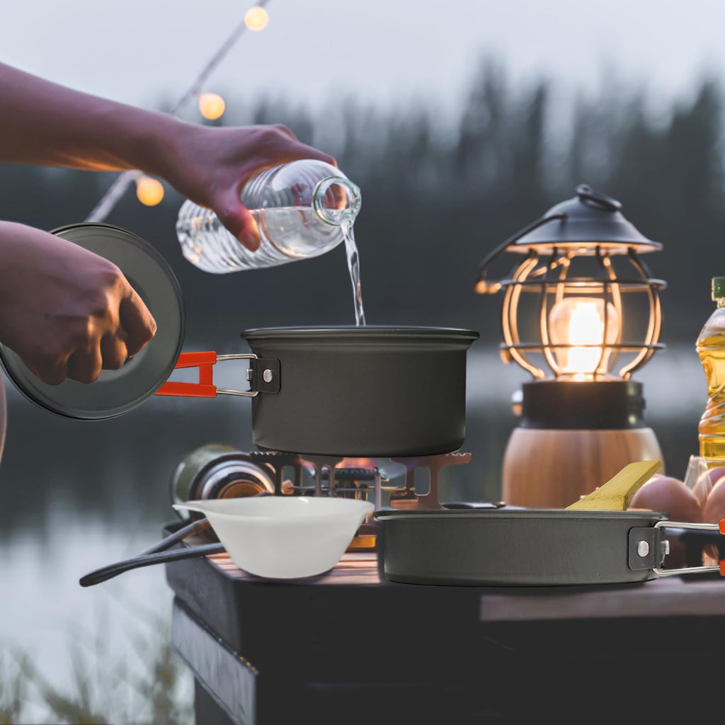 Camping Cooking Set,7Pcs Camping Pan Set For Backpack Cookware Pot And Pans Set, Survival Cooking Kit For Hiking Cooking Gear Ou