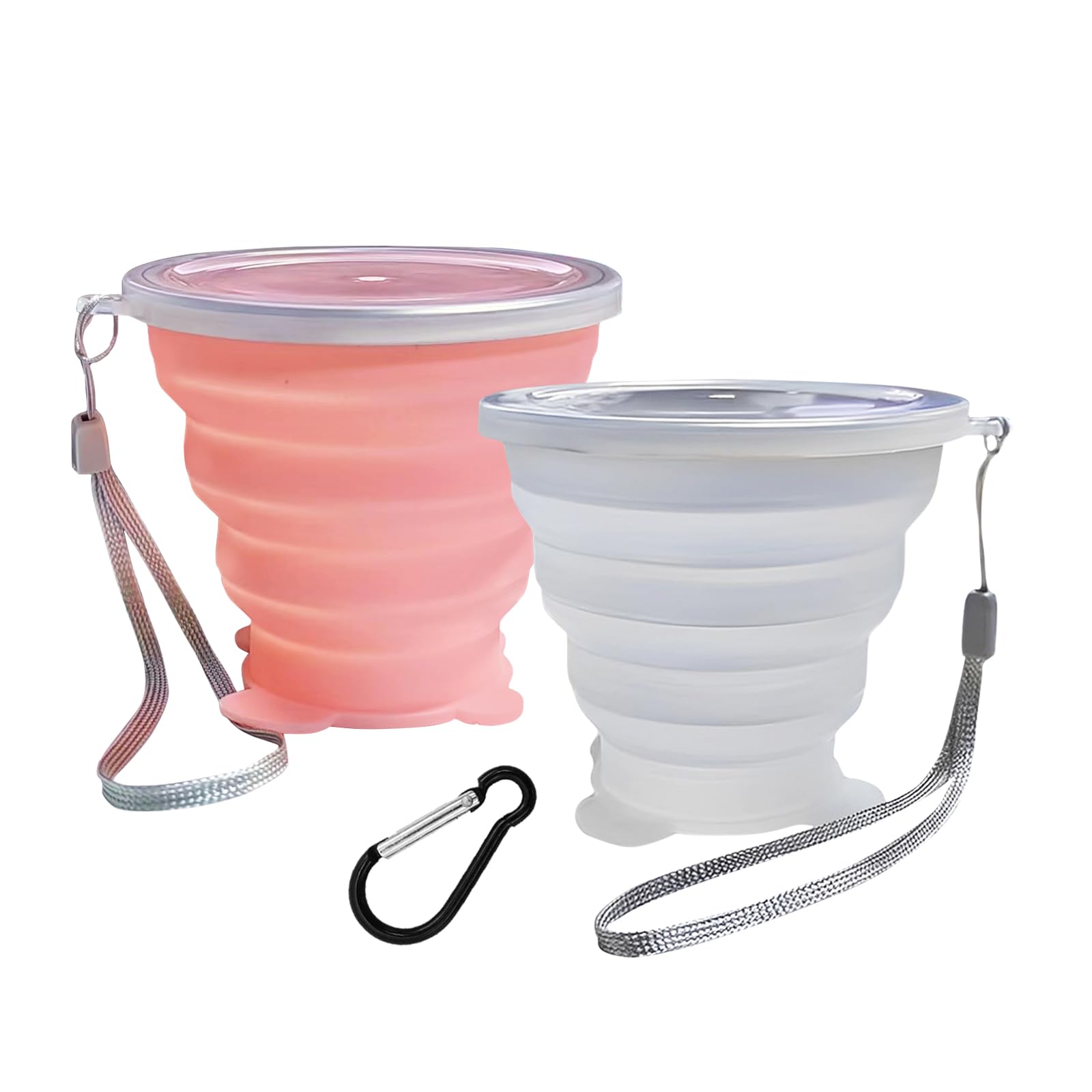 Nintora-C Collapsible Cups, Silicone Collapsible Travel Cup-Expandable Folding Camping Drinking Cup With Lids Reusable Small Por