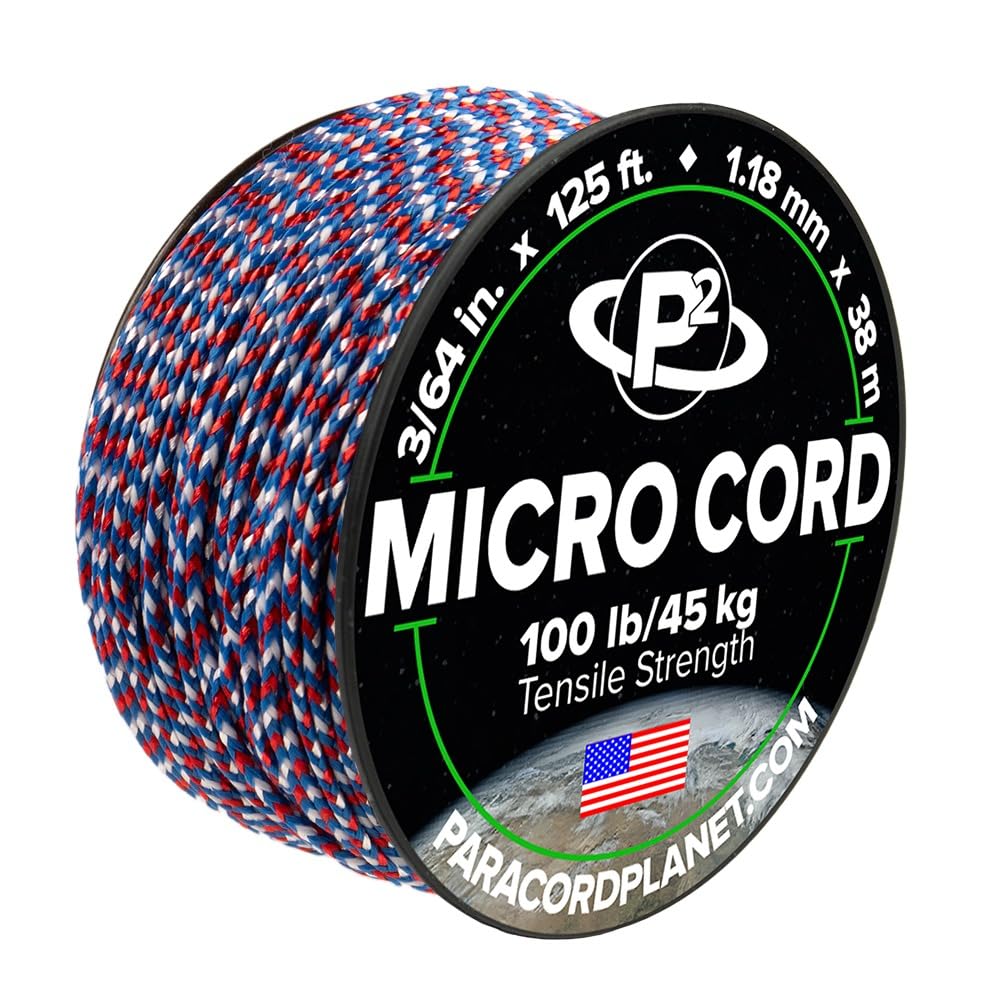 Paracord Planet Micro Paracord - Thin Braided Cord For Crafting, Fishing, And Diy Projects In 125 Ft Spools - Usa Camo