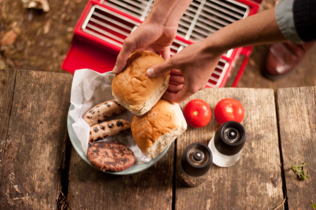 Suck Uk Portable Bbq Tool Box With Carry Handles-Perfect For Camping, Picnics And Alfresco Dining, 8.66 X 15.94 X 7.87 In, Red