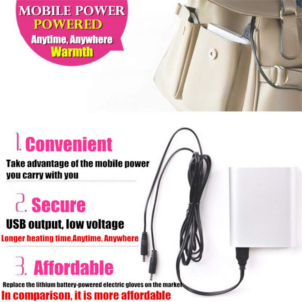 Womens & Mens Usb Heated Gloves Mitten Winter Hands Warm Laptop Gloves, Pom Pom Knitting Hands Full & Half Heated Fingerless Hea