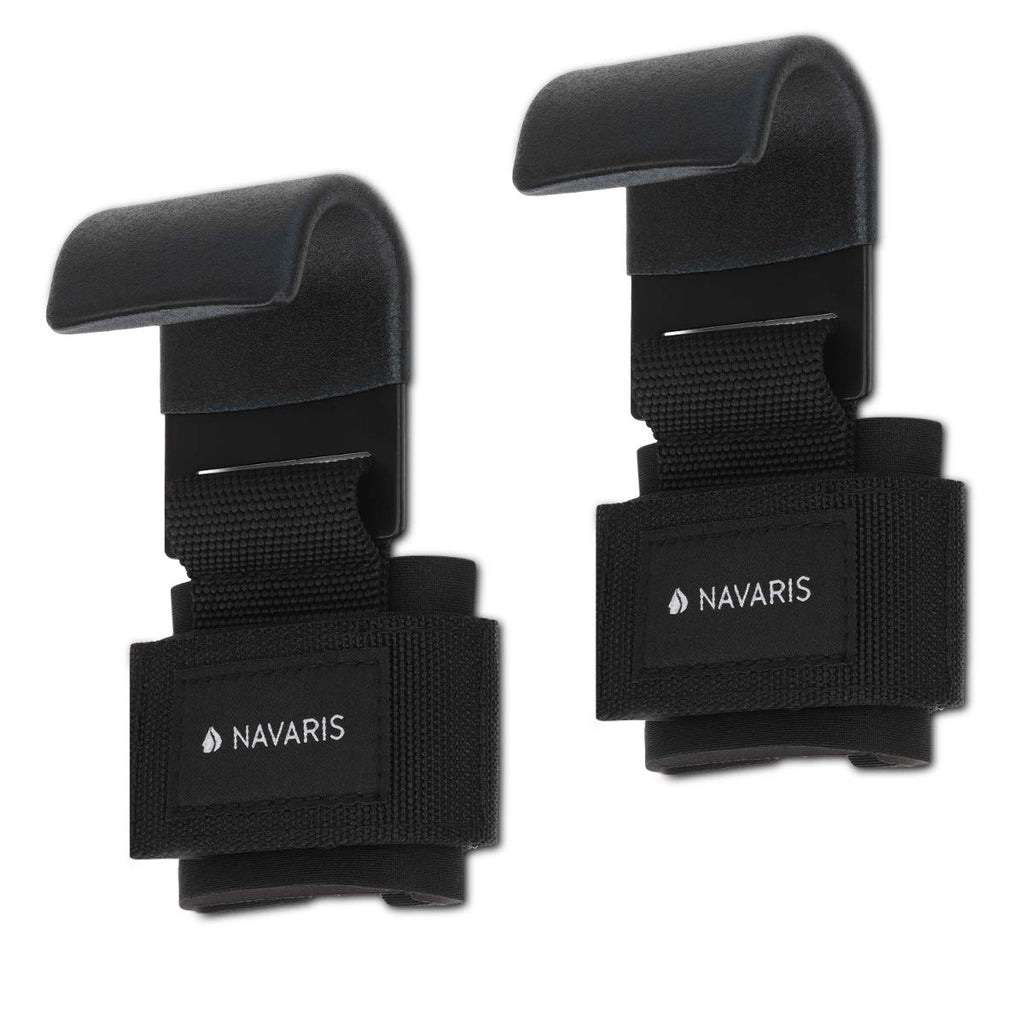 Navaris Weight Lifting Hook Straps - Pair Of Weightlifting Wrist Support Straps With Hooks - Neoprene Wrist Grips For Deadlifts,