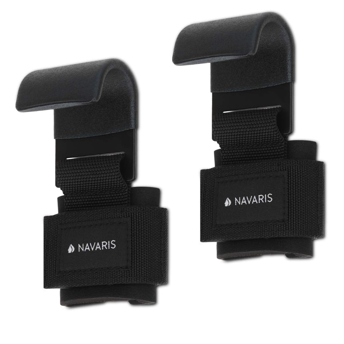 Navaris Weight Lifting Hook Straps - Pair Of Weightlifting Wrist Support Straps With Hooks - Neoprene Wrist Grips For Deadlifts,