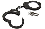 Police Handcuffs Double Lock Steel Professional Law Enforcement Heavy Duty Metal - Black