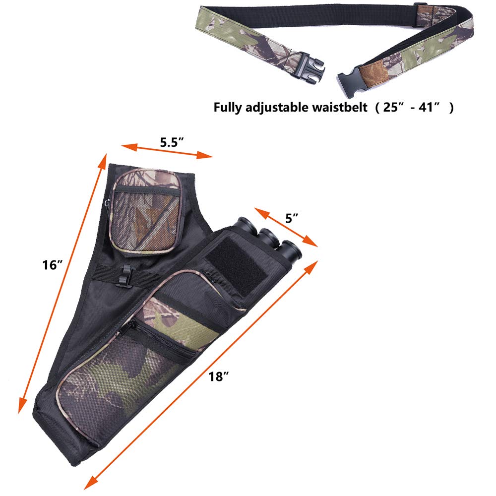 Xtacer 3 Tube Hip Quiver Hunting Training Camo Archery Arrow Quiver Holder Bow Belt Waist Hanged Target Quiver (Camouflage - 3 T