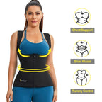 Junlan Sauna Suit For Women Waist Trainer Vest For Women Sweat Tank Top Shaper For Women With Zipper (Blue, Small)