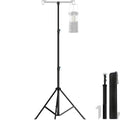 JSDOSREO Telescopic Height Adjustable Camping Lantern Tripod Stand - 2-Hook Lantern Hanger for Outdoor Camping/RV/Tent (1, 2.1m)
