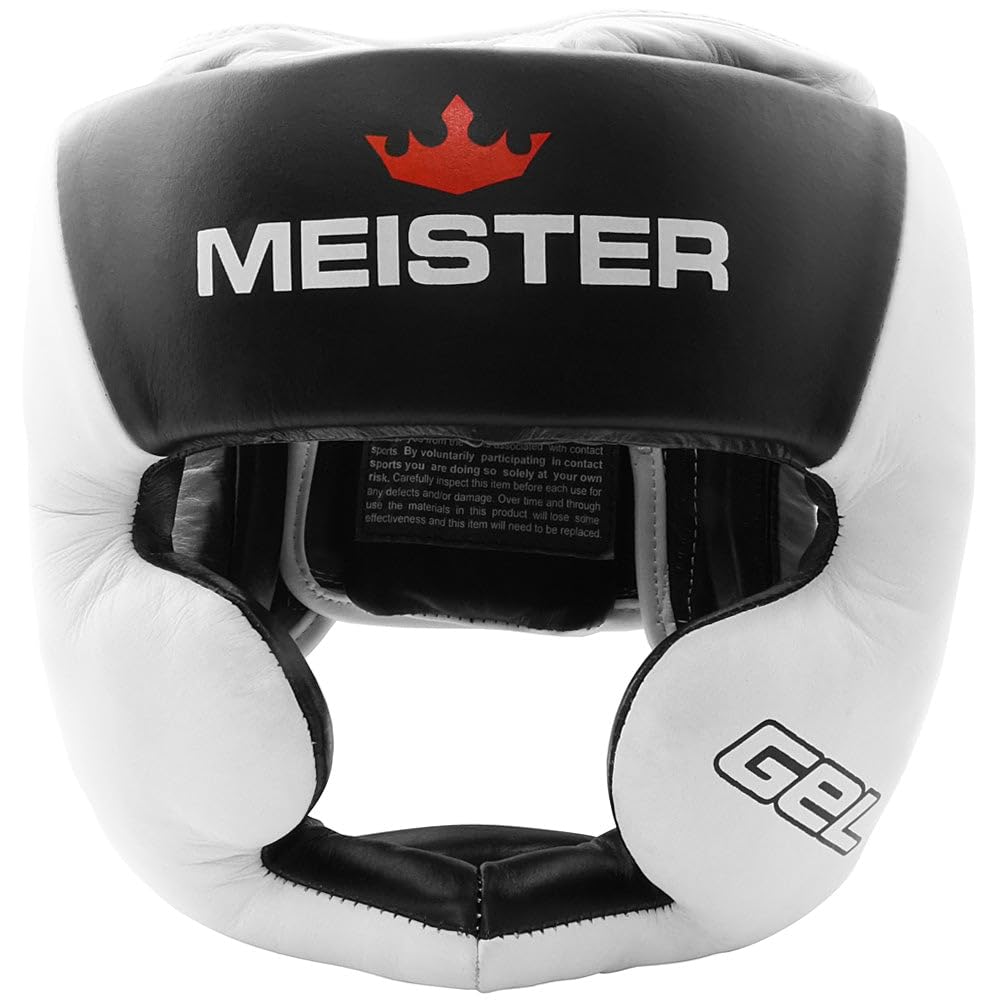 Meister Gel Full-Face Training Head Guard For Mma, Boxing & Muay Thai - White/Black - Large/X-Large