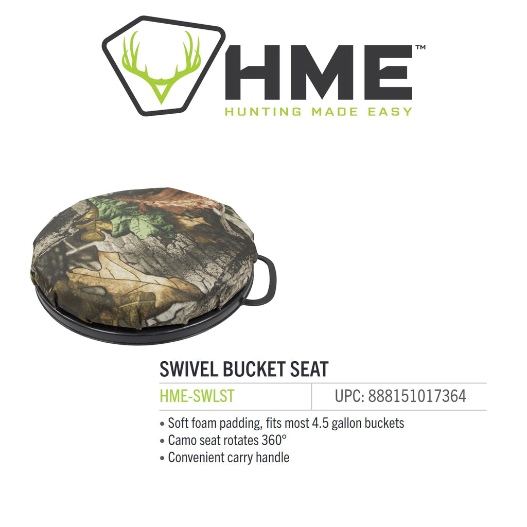 Hme 360 Rotating Versatile Quiet Swivel Bucket Seat With Convenient Carry Handle - 350 Lb Weight Capacity; 2'' Height; Fits 4.5