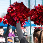 Hooshing 6Pcs Red Cheerleading Pom Poms Metallic Cheer Pompoms With Baton Handle For Kids Adults Team Spirit Sports Dance Cheeri