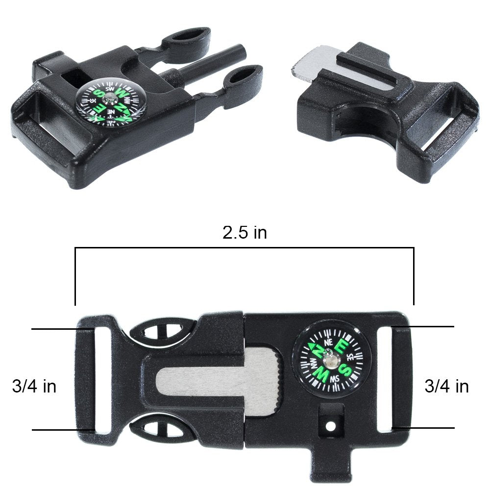 West Coast Paracord Emergency Whistle Buckle With Flint Scraper Compass And Fire Starter For Outdoor Camping Hiking Paracord Bra
