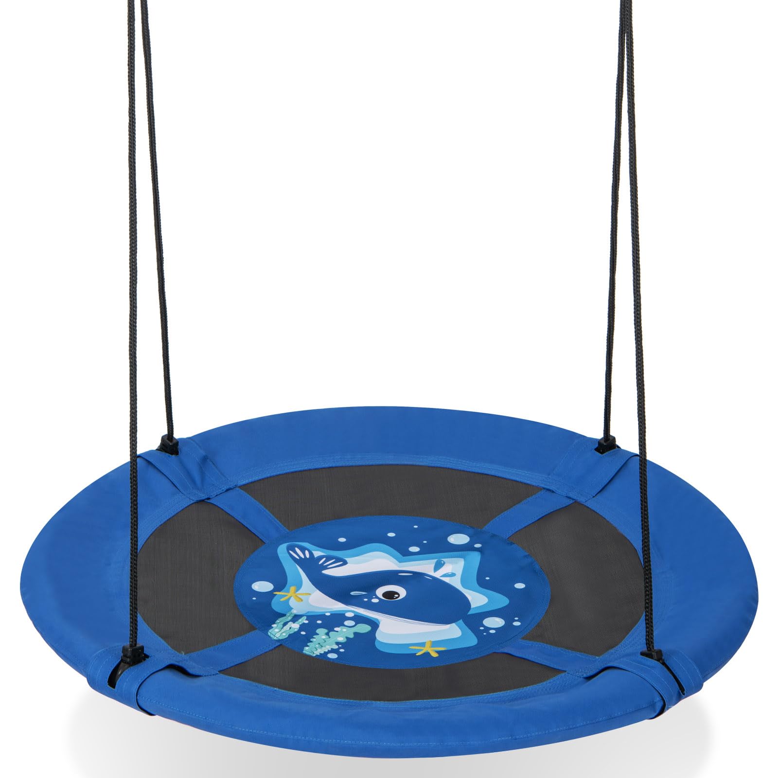 LDAILY Moccha Flying Saucer Tree Swing - Giant 40 Round With Metal Frame, Adjustable Hanging Rope, Waterproof 600D Oxford Cloth 