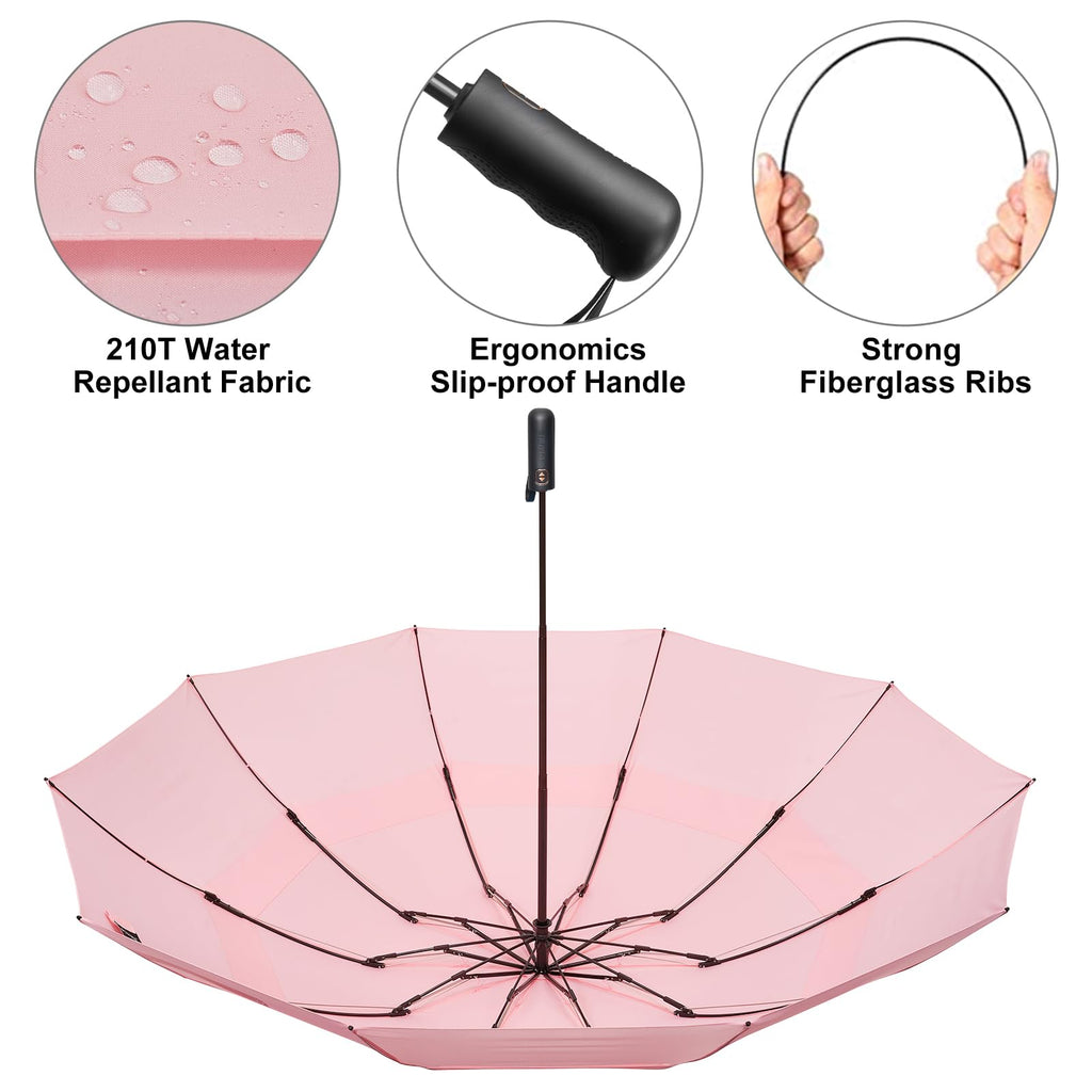 G4Free 54 Inch Large Golf Umbrella Compact Automatic Open Close (Pink)