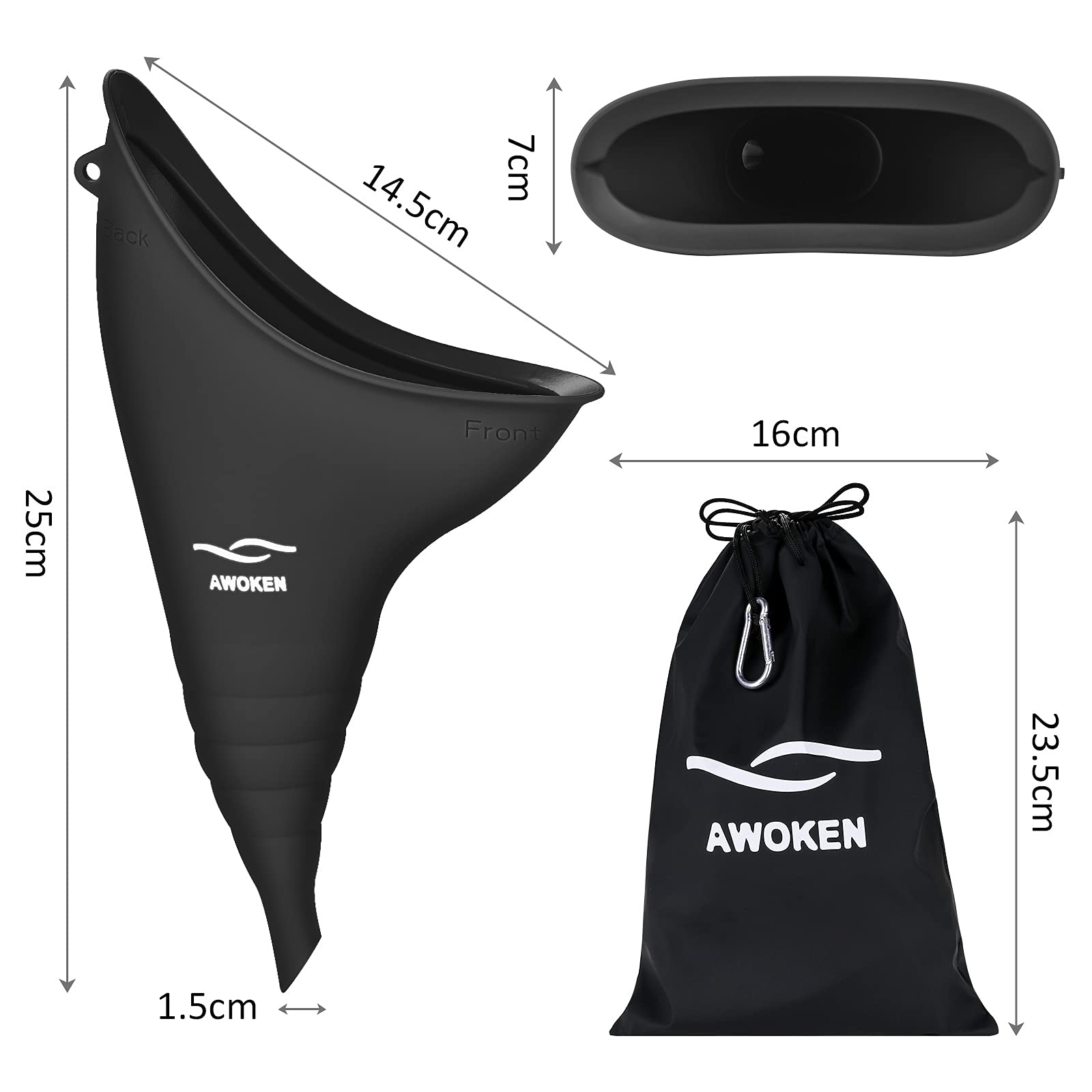 Awoken Female Urination Device, Reusable Silicone Female Urinal For Women Standing Up Pee Funnel, Female Urinal With Drawstring