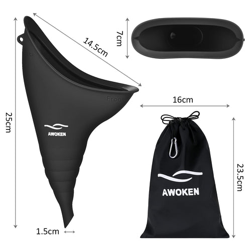 Awoken Female Urination Device, Reusable Silicone Female Urinal For Women Standing Up Pee Funnel, Female Urinal With Drawstring