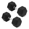 Fitvids Rubber Encased Hex Dumbbell, Hand Weights Set of 2 with Anti-Slip Cast Iron Grip for Strength Training, 35 LB Pair