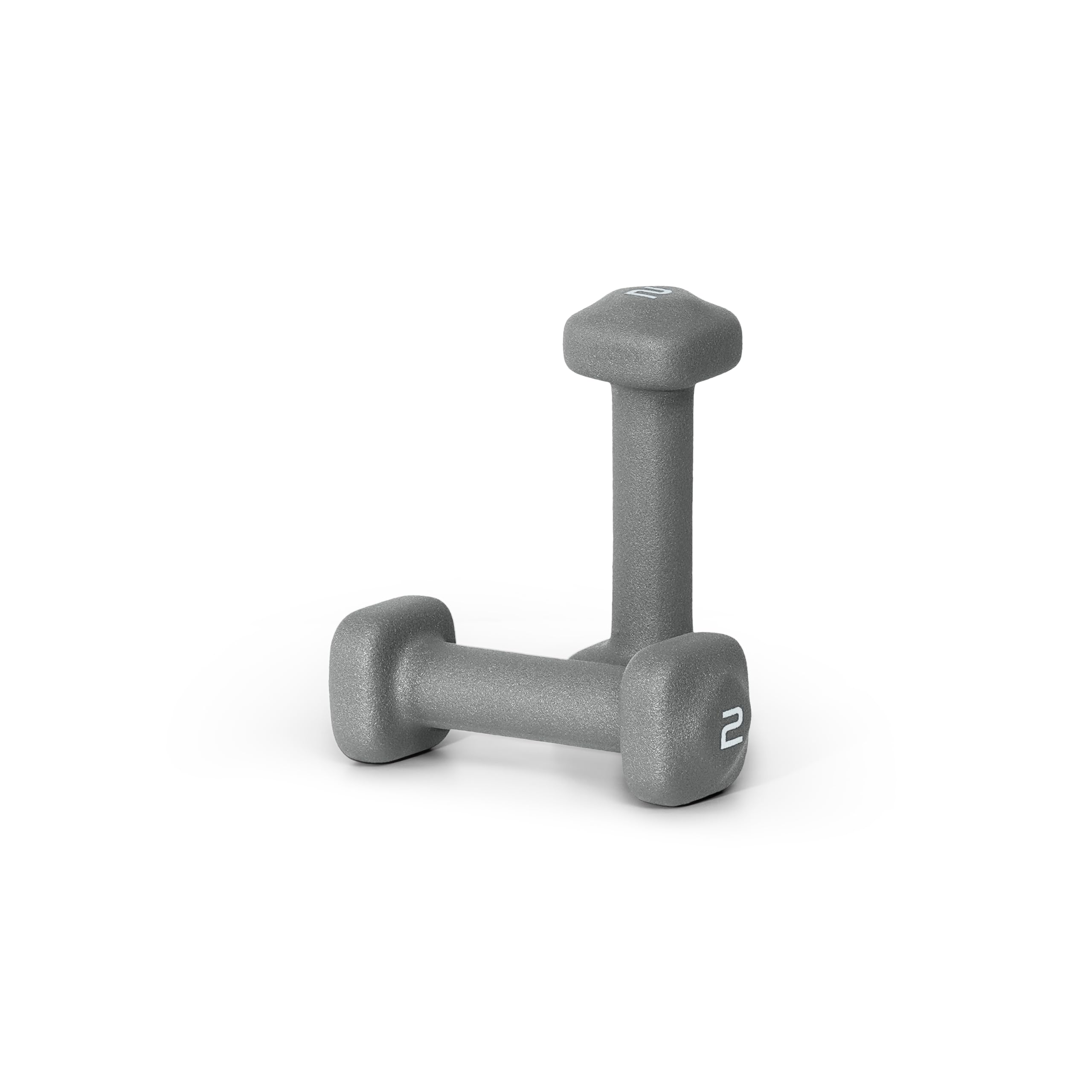 Tone Fitness 2 lb Neoprene Dumbbell Pair for Home Workouts - Non-Slip Design - Gray