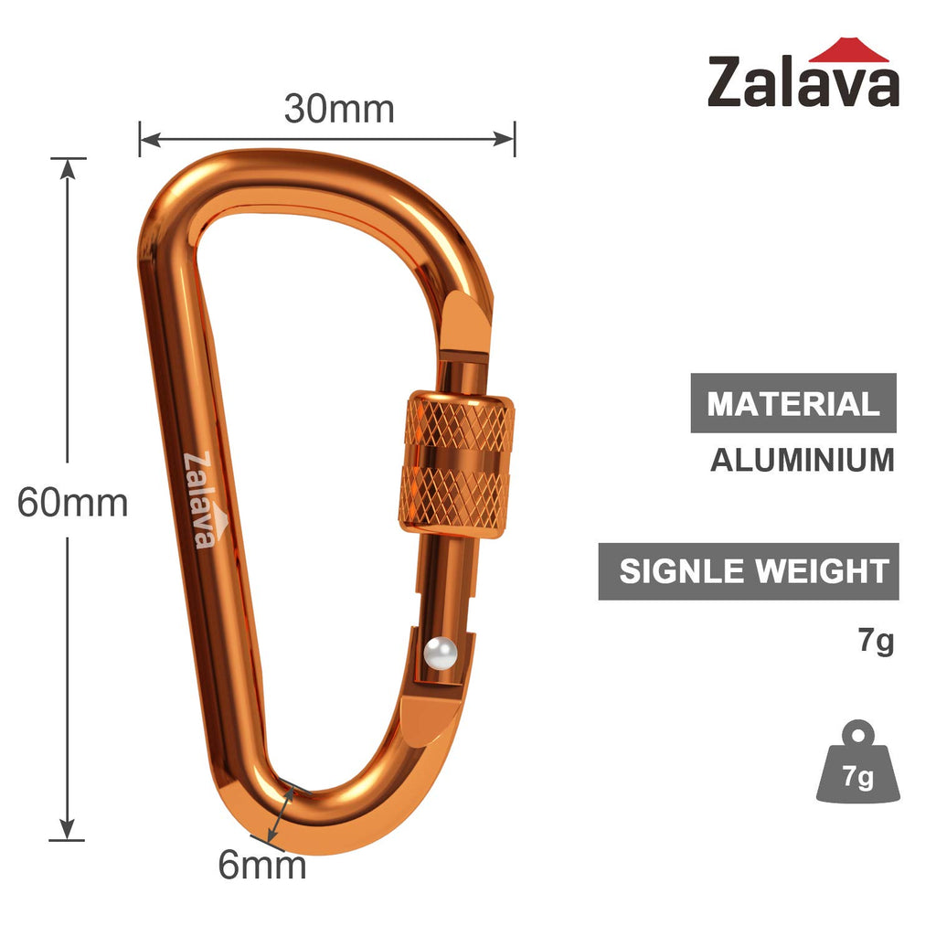 Zalava 6 Pcs 2D-Clip Durable Locking Carabiner Keychain Clip,Keychain Clip Hook,Green