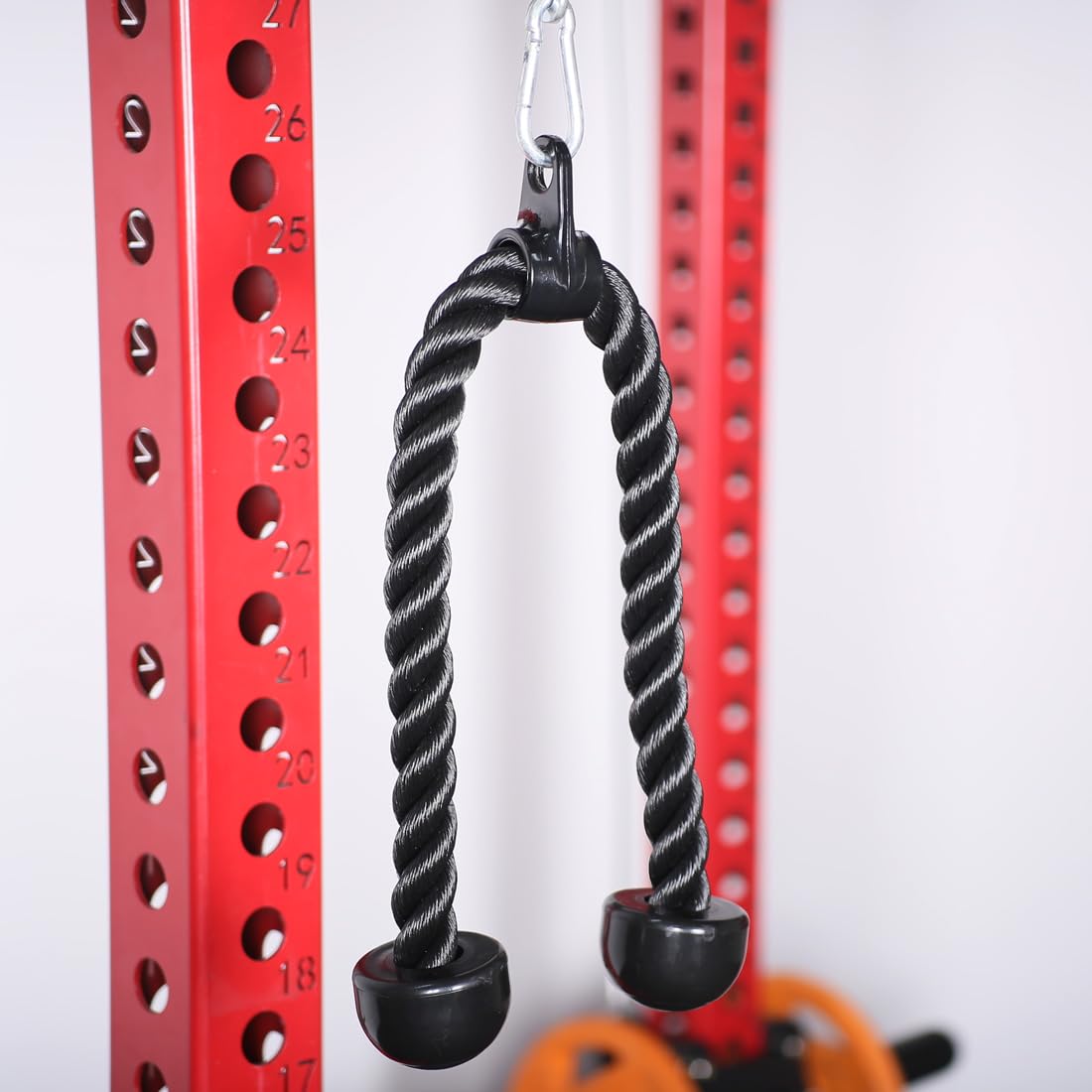 Tricep Rope 27 & 35 Inches 2 Colors Fitness Attachment Cable Machine Pulldown Heavy Duty Coated Nylon Rope With Solid Rubber End