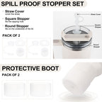 HYZ 8 Piece Accessories for Stanley Cup, Silicone Spill Proof Stopper Set and Protective Boot Including Straw Cover Cap for Stan