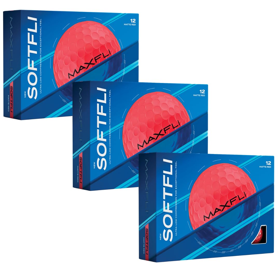 Maxfli SoftFli Golf Balls - 36-Pack Matte Red | Soft Feel Low Compression Golf Balls for Distance & Control | Durable Ionomer Co