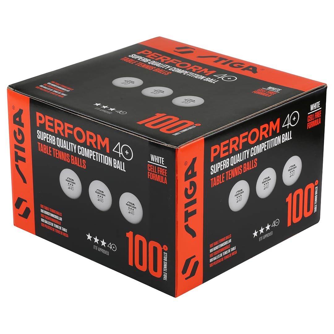 Stiga Perform 40+ Penguin Balls Ittf-Approved Racing Balls, Pack Of 100 White