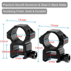 LONSEL 1 Picatinny Scope Rings, 2Pcs Medium Profile 1 Inch Scope Ring Mounts for Picatinny Rail