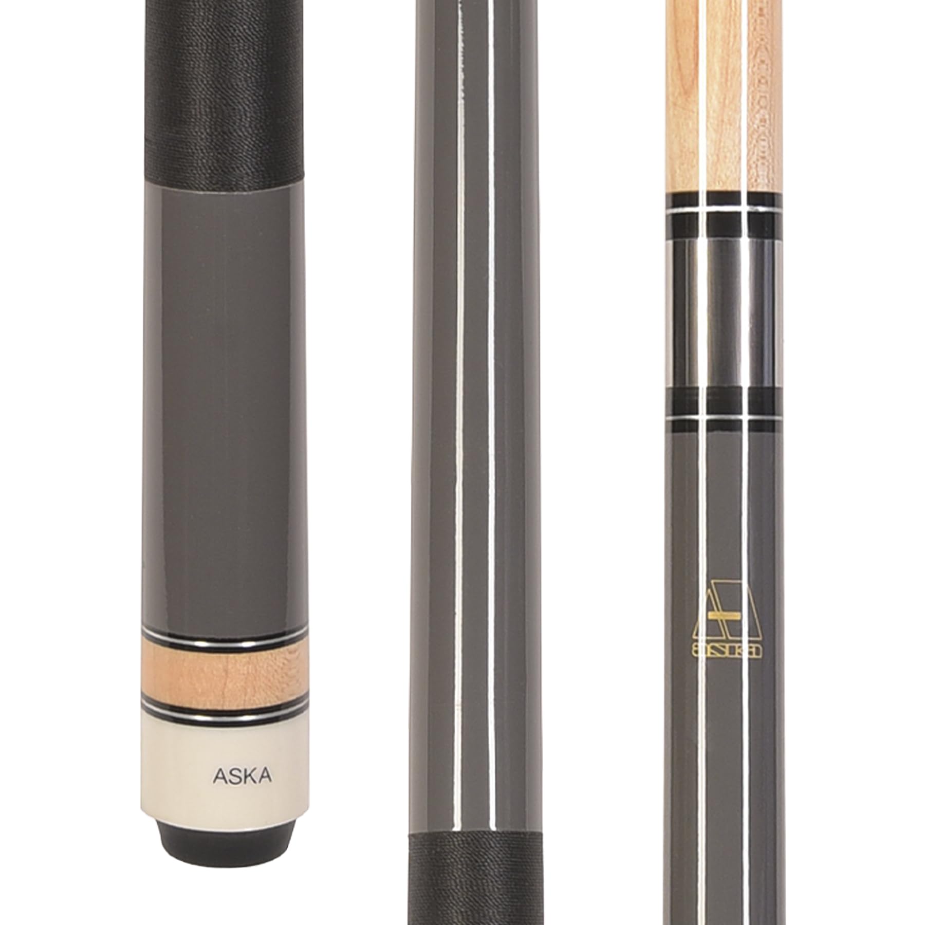 ASKA L2 2-Piece Pool Cue Stick, 58-inches Hard Rock Canadian Maple, 13mm Hard Tip (Grey 19-Ounce)