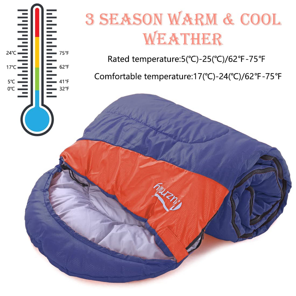 Kuzmaly Camping Sleeping Bag 3 Seasons Lightweight &Waterproof With Compression Sack Camping Sleeping Bag Indoor & Outdoor For A