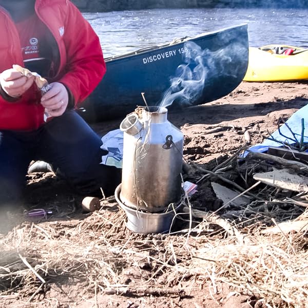 Scout 41 Oz. Anodized Aluminum Kelly Kettle? (1.2 Ltr) Rocket Stove Boils Water Ultra Fast With Just Sticks/Twigs. Enables You T