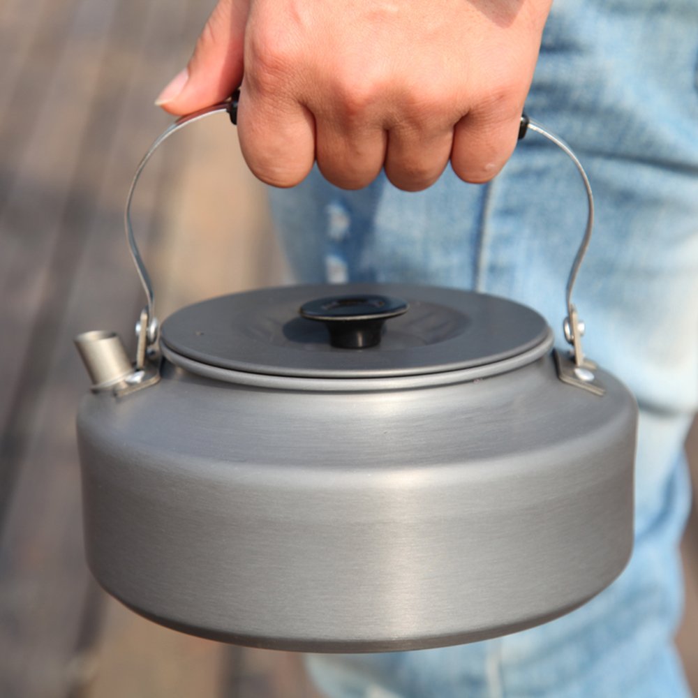 Docooler Camping Kettle - 1.6L Portable Ultra-Light Outdoor Hiking Camping Picnic Water Kettle, Teapot, Coffee Pot - Compact, Qu