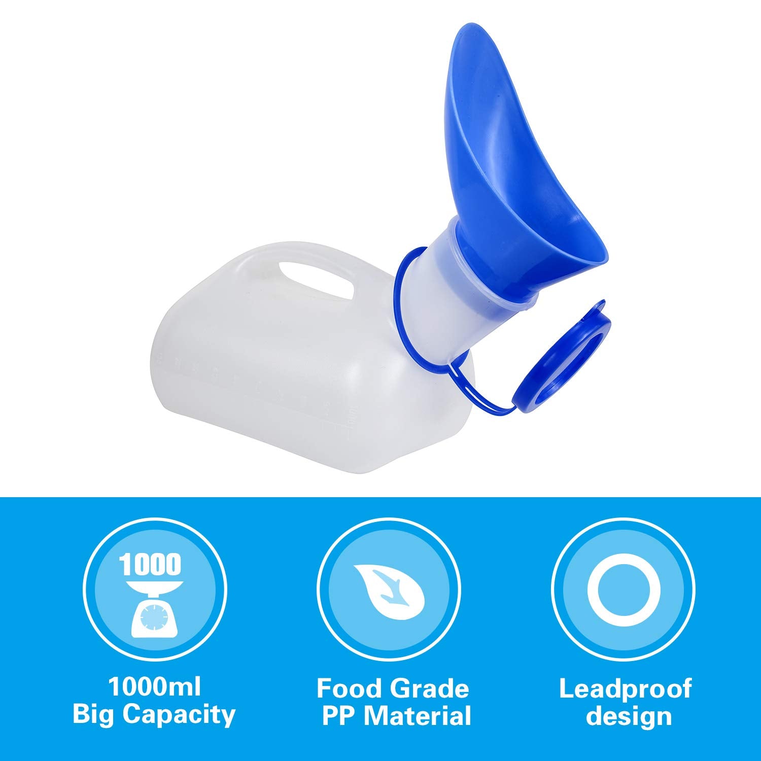 Awoken Unisex Urinal, Portable Toilet Urinal For Men And Women, Pee Bottle With A Sealed Lid And Funnel For Elderly Kids And Pat